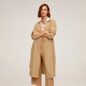 Mango - Camel Flowy Trench Coat (XS)
